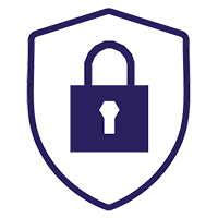 Logo of a shield with a lock inside.