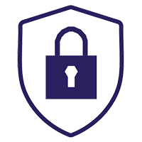 Logo of a shield with a lock inside.