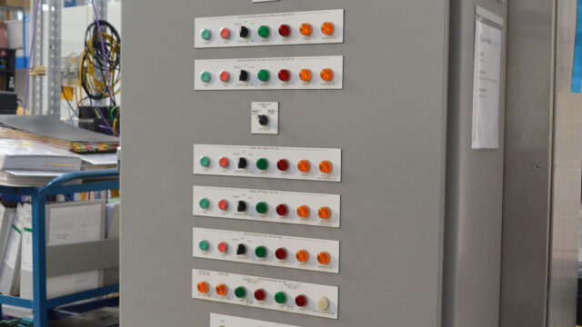 Control system control panel with buttons.