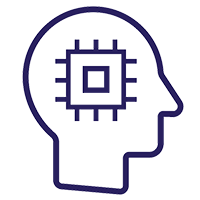 Logo of a head with a computer chip.