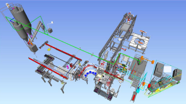 Computer generated Nuclear plant layout.